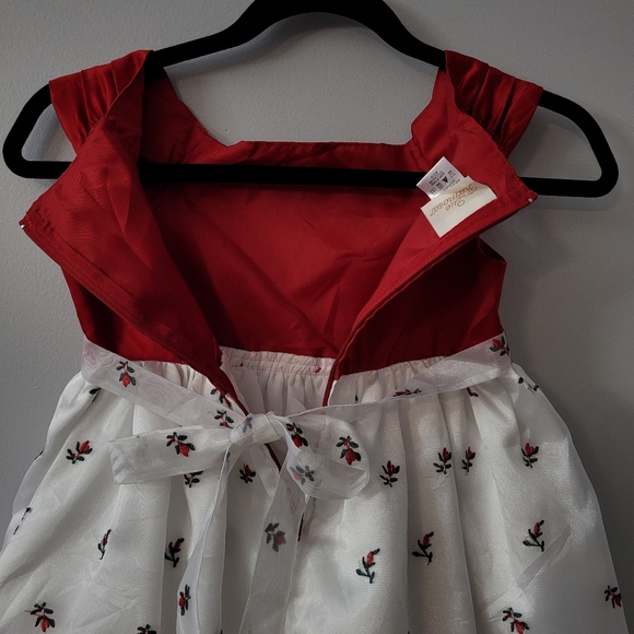 Girls Satin Holiday Christmas Dress Embroidered - Picture 9 of 11